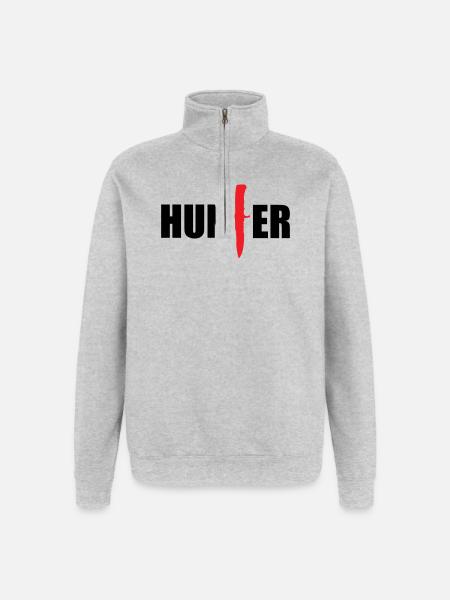 Wildjäger – Jagd - Quarter-Zip-Sweatshirt - Grau meliert