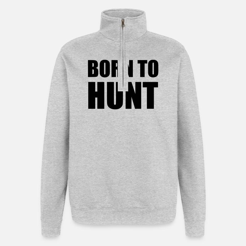 Né pour chasser - chasse - Sweat à zip 1/4 - gris chiné