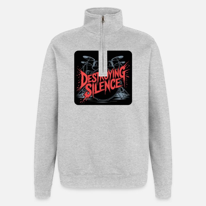 Batterie Conception du set de batterie - Sweat à zip 1/4 - gris chiné