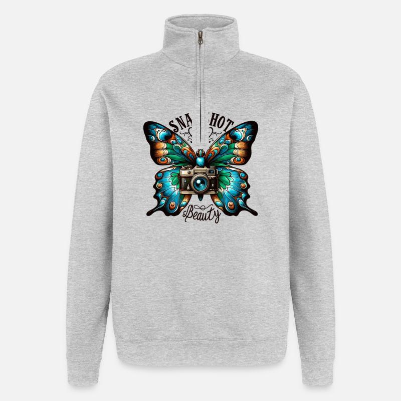 Beauté de la caméra papillon - Sweat à zip 1/4 - gris chiné