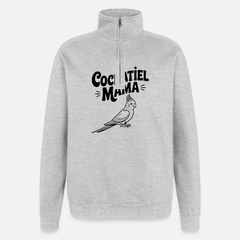 Maman calopsitte - Sweat à zip 1/4 - gris chiné