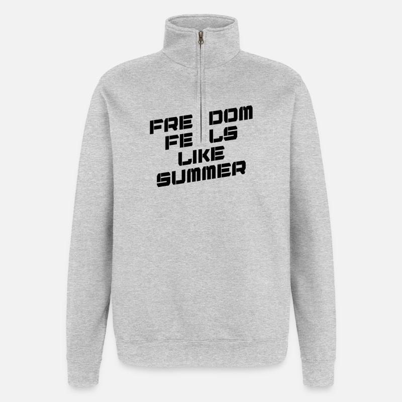LA LIBERTÉ RESSEMBLE À L’ÉTÉ - Sweat à zip 1/4 - gris chiné