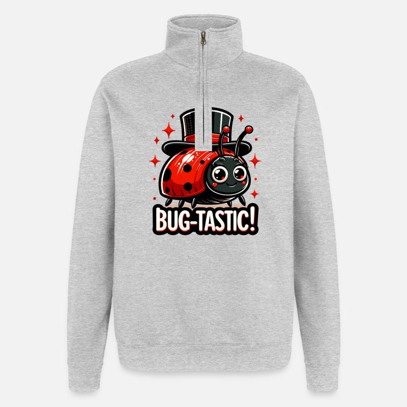 Bug-Tastic: Ladybug Zauberhut - Quarter-Zip-Sweatshirt - Grau meliert