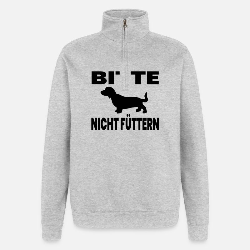 Teckel - Sweat à zip 1/4 - gris chiné