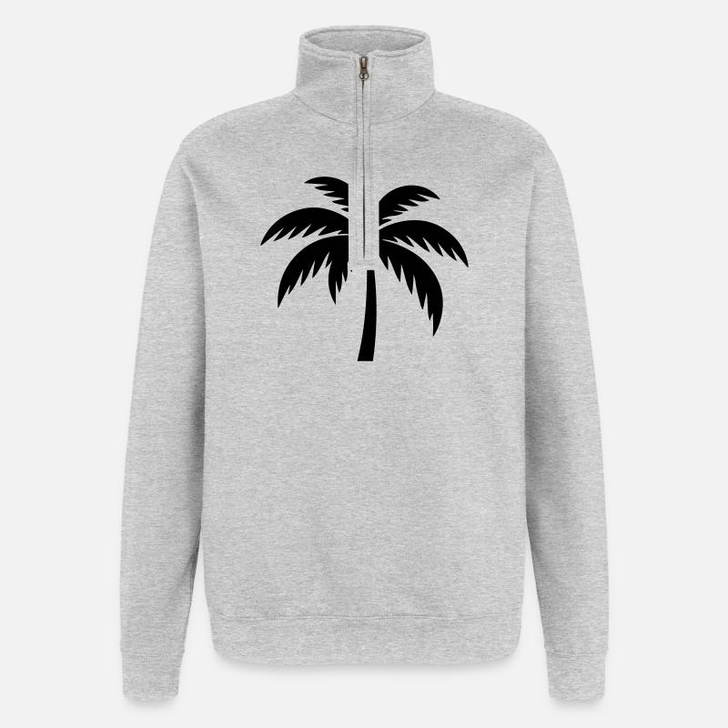Silhouette de palmier - Sweat à zip 1/4 - gris chiné