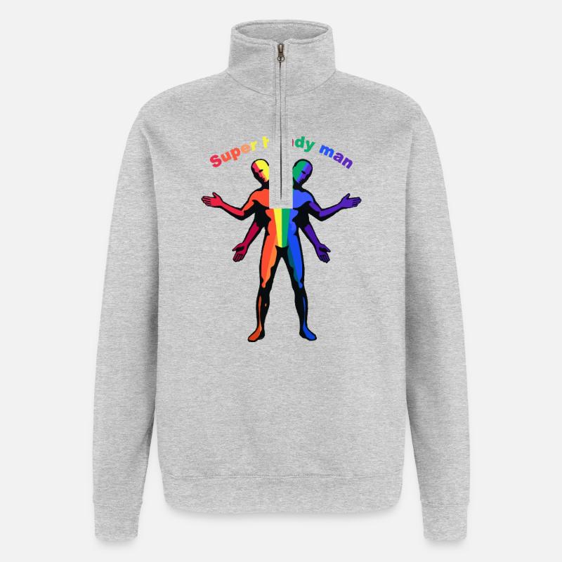 Super Handy Man Rainbow - Quarter-Zip Sweatshirt - heather grey