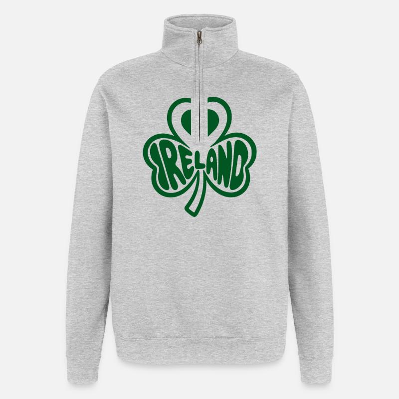 Cœur du trèfle celtique Irlande - Sweat à zip 1/4 - gris chiné