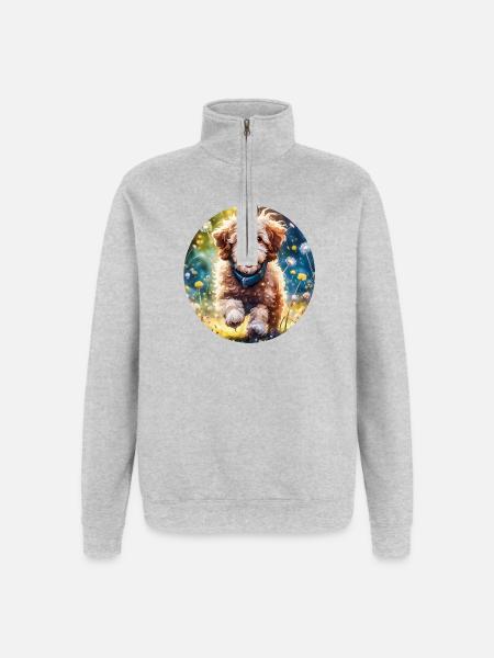 Aussiedoodle in the sunshine - Quarter-Zip Sweatshirt - heather grey