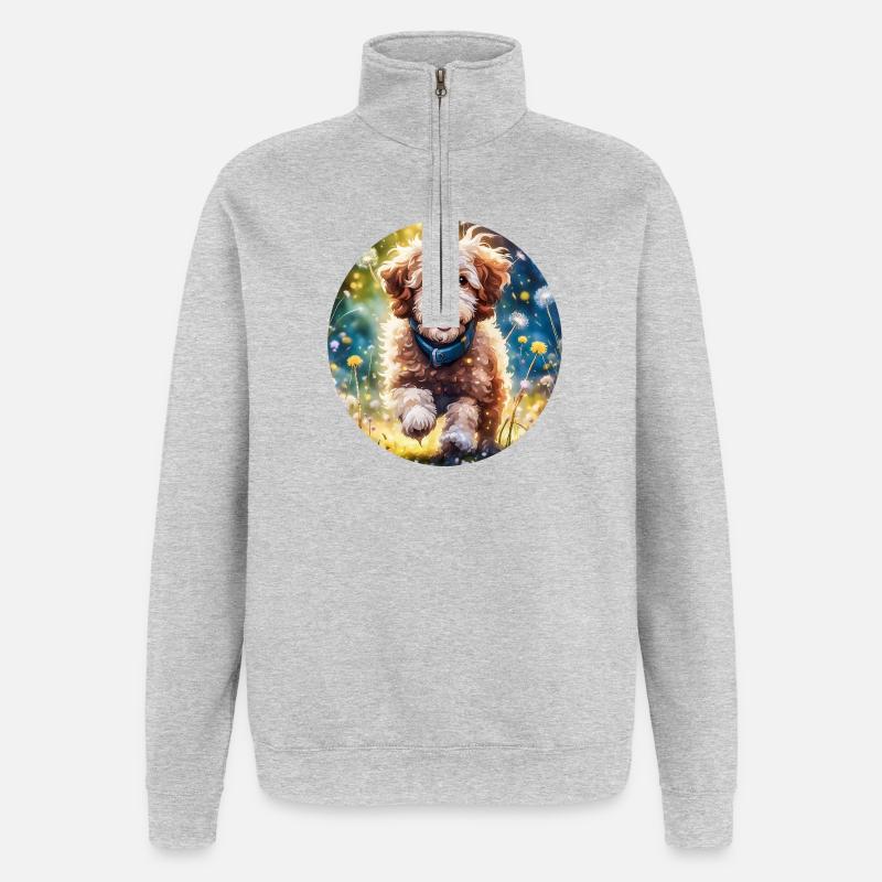 Aussiedoodle im Sonnenschein - Quarter-Zip-Sweatshirt - Grau meliert