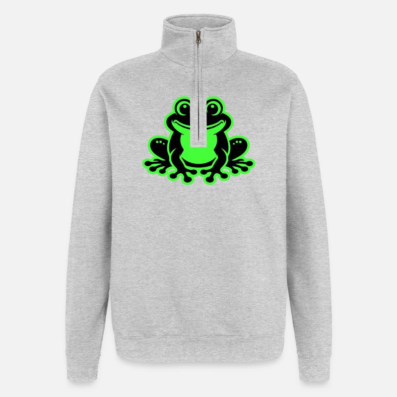Toad Comic Frog - Quarter-Zip Sweatshirt - heather grey