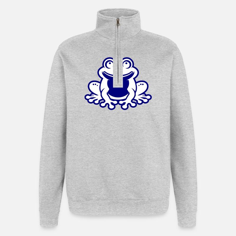 Toad Comic Frog - Quarter-Zip Sweatshirt - heather grey