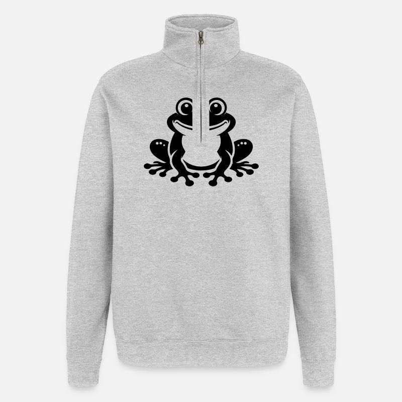 Toad Comic Frog - Quarter-Zip Sweatshirt - heather grey