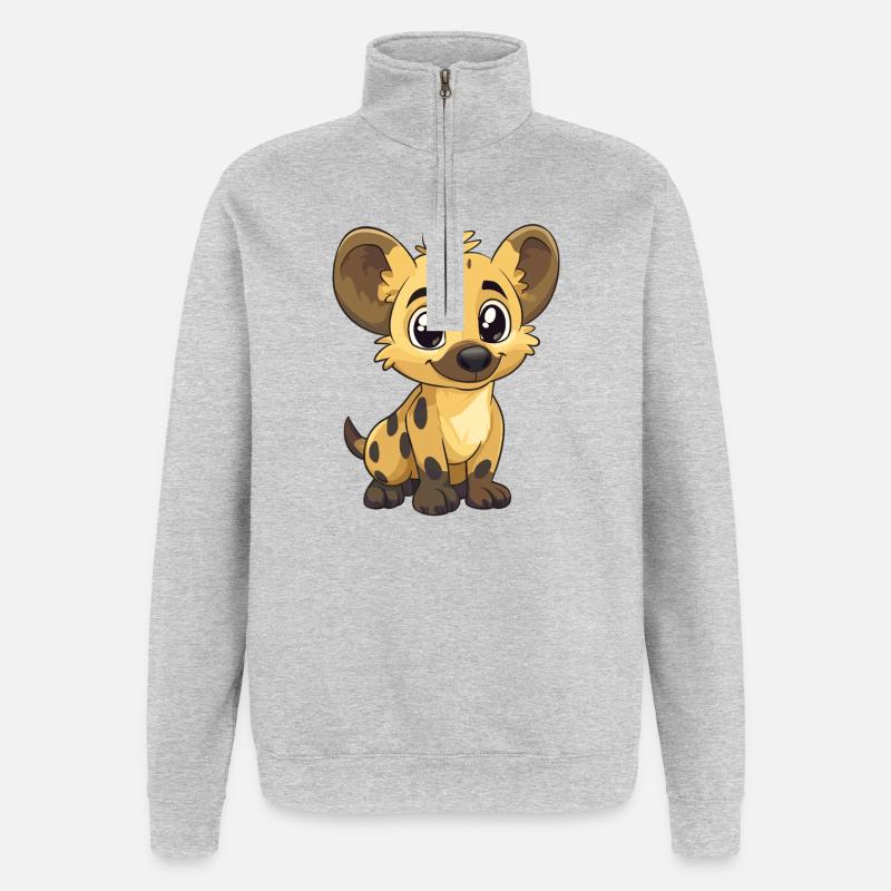 Kuschelhyäne Jungtier Charm - Quarter-Zip-Sweatshirt - Grau meliert
