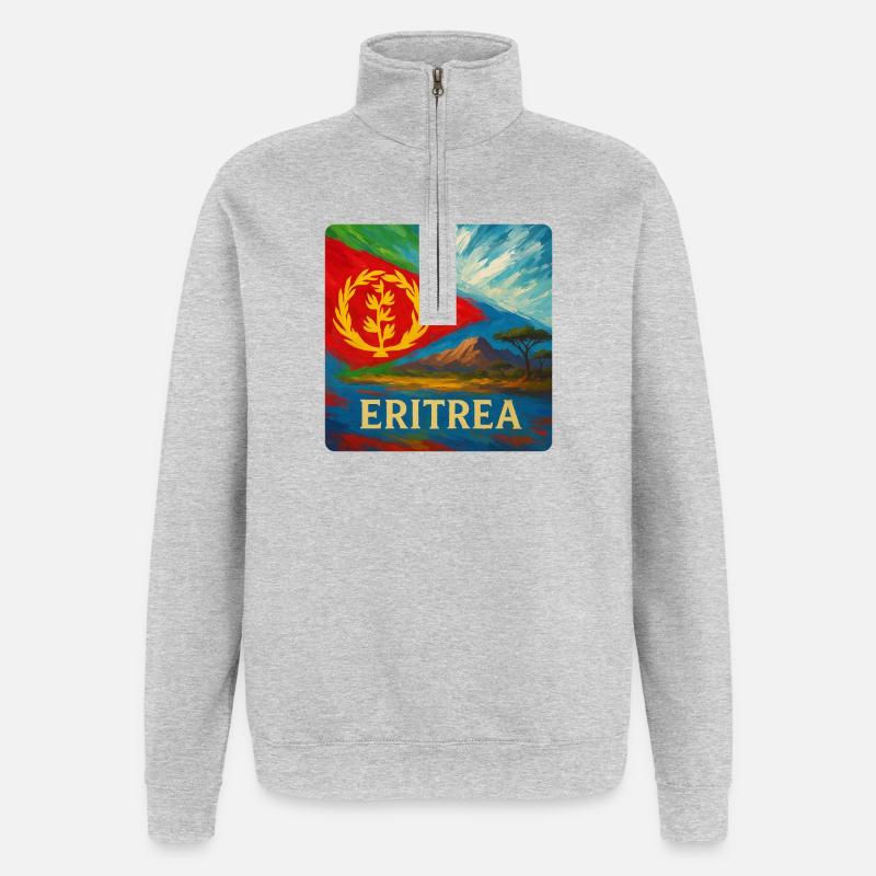 Eritrea Reise Design - Quarter-Zip-Sweatshirt - Grau meliert