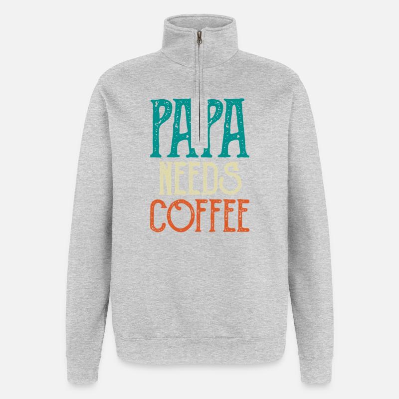 Papa a besoin de café - Sweat à zip 1/4 - gris chiné