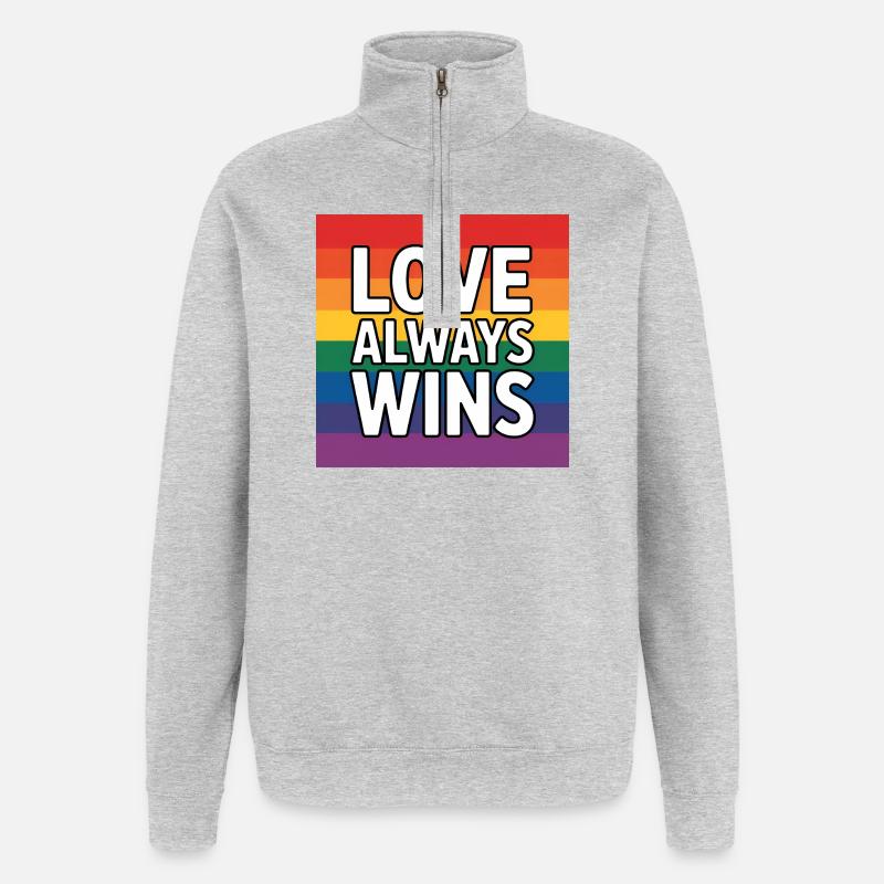 Liebe gewinnt immer – Pride Tee - Quarter-Zip-Sweatshirt - Grau meliert
