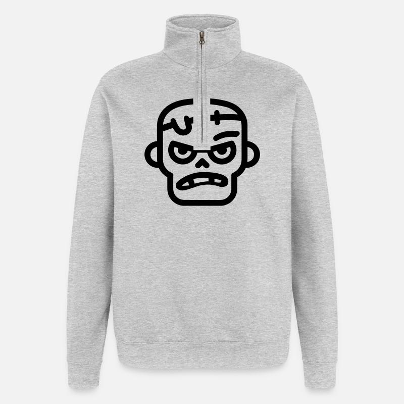 zombie - Sweat à zip 1/4 - gris chiné