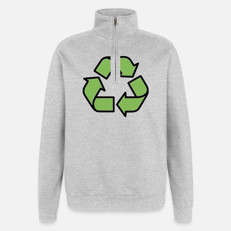 Plan du panneau de recyclage - Sweat à zip 1/4 - gris chiné