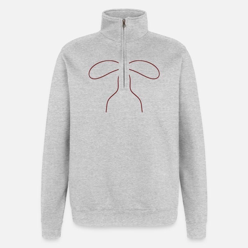 Art continu de lignes de proue - Sweat à zip 1/4 - gris chiné