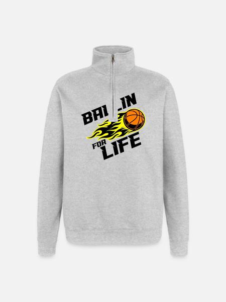 Basketball Ballin Saying - Quarter-Zip Sweatshirt - heather grey