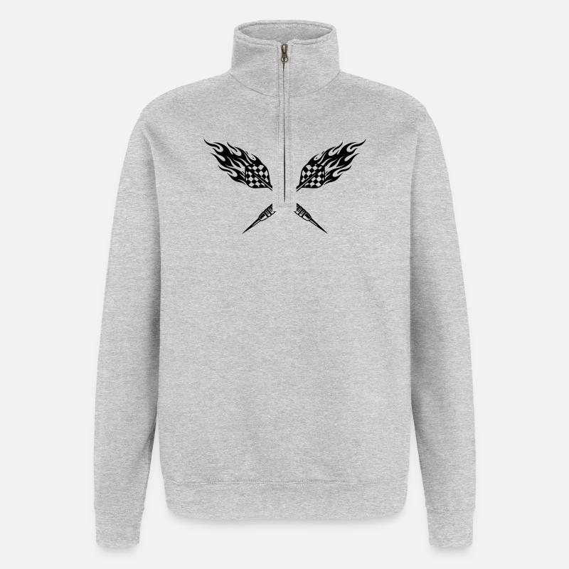 Symbole de fléchettes flammes de fléchette - Sweat à zip 1/4 - gris chiné