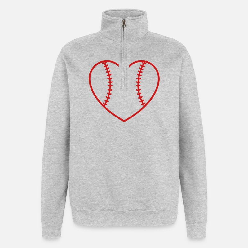 Baseball-Softballherz - Quarter-Zip-Sweatshirt - Grau meliert