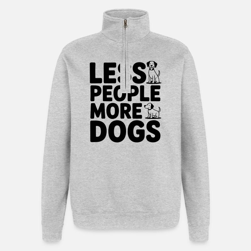 Moins de gens - plus de chiens - Sweat à zip 1/4 - gris chiné