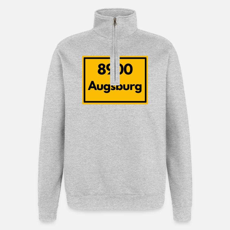 ANCIEN CODE POSTAL RETRO 8900 AUGSBOURG - Sweat à zip 1/4 - gris chiné