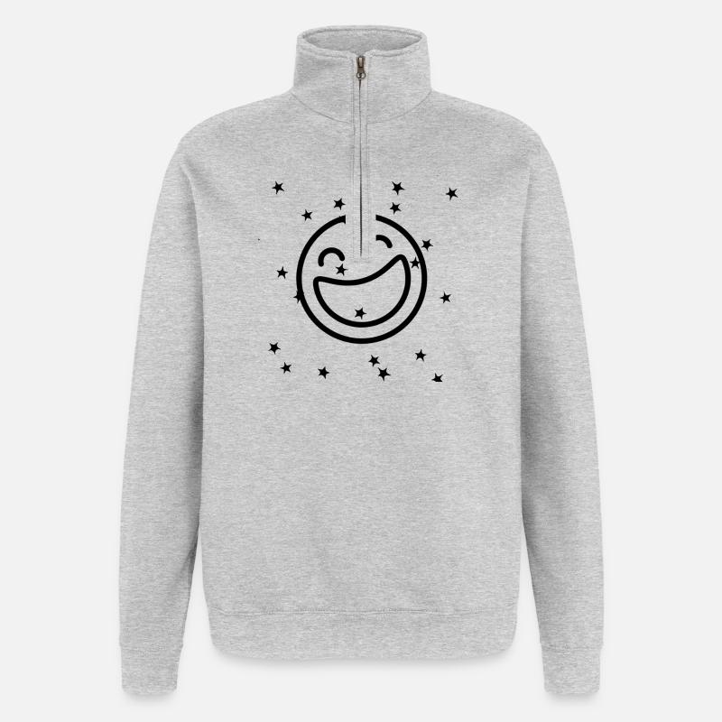 emo joie - Sweat à zip 1/4 - gris chiné