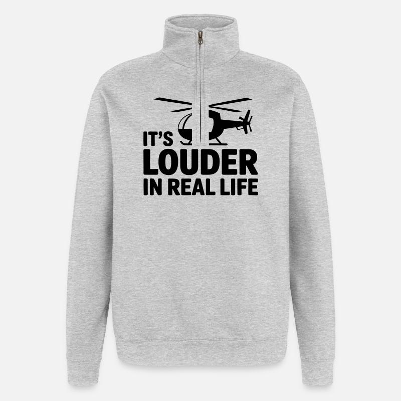 Pilote d’hélicoptère : drôle de déclaration - Sweat à zip 1/4 - gris chiné