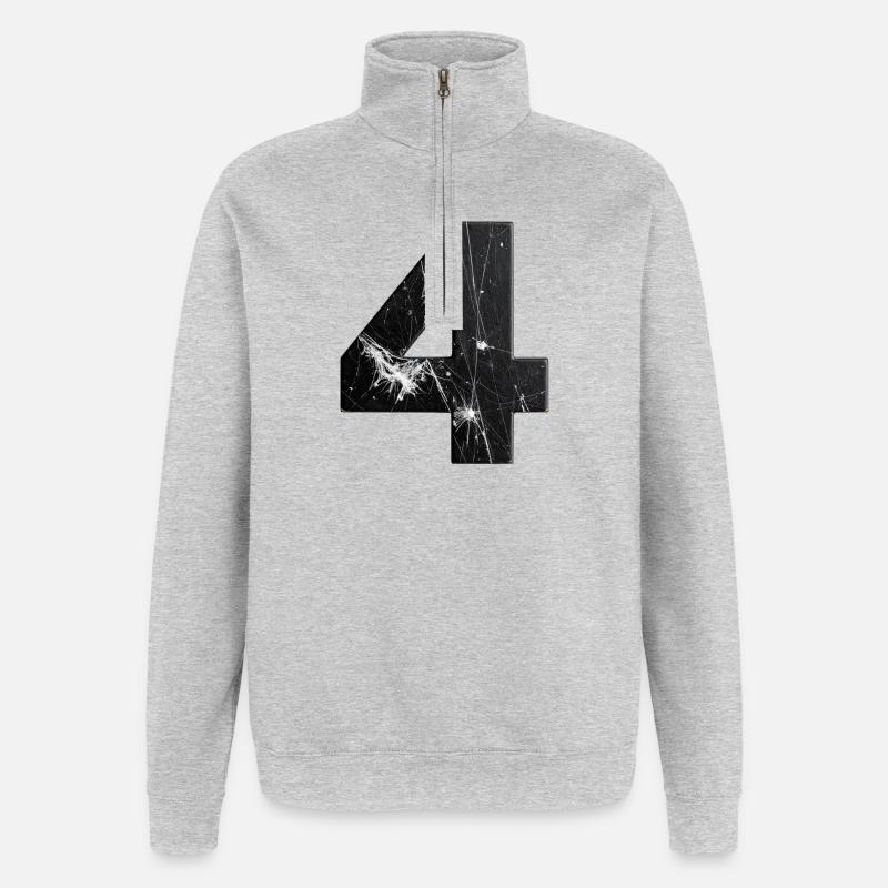 Black four-scratch pattern - Quarter-Zip Sweatshirt - heather grey