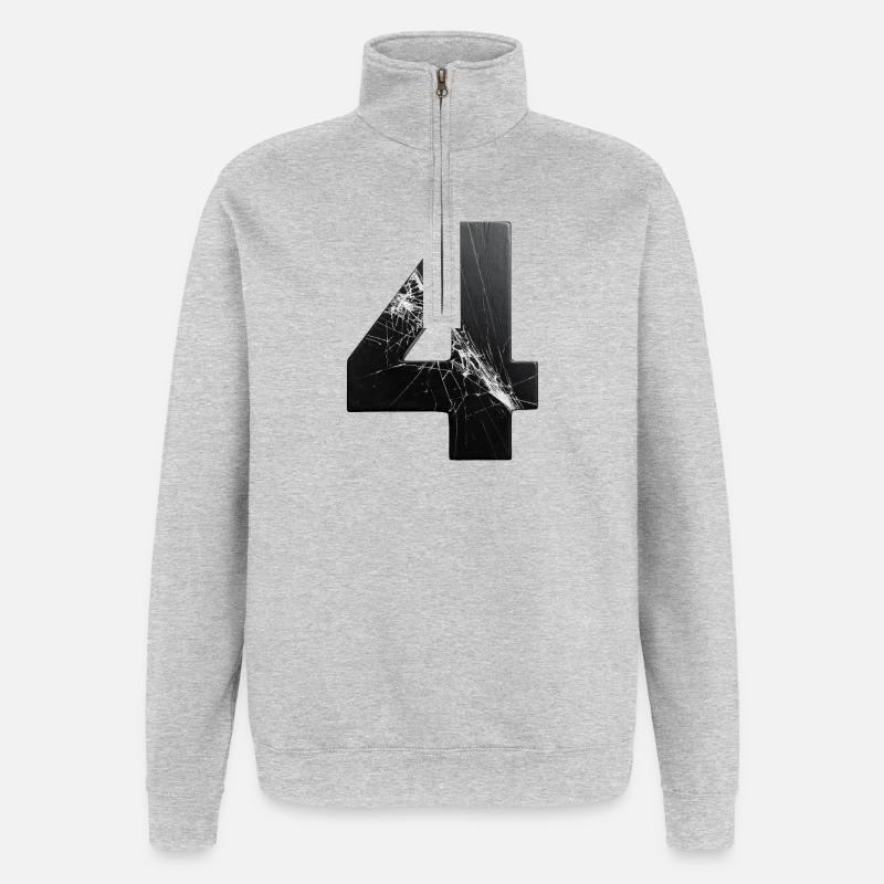 Broken Four Patterns - Quarter-Zip Sweatshirt - heather grey