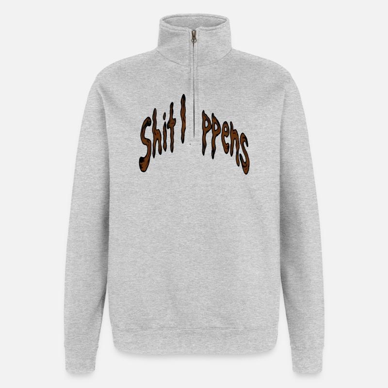 Shit Happens Typografie - Quarter-Zip-Sweatshirt - Grau meliert