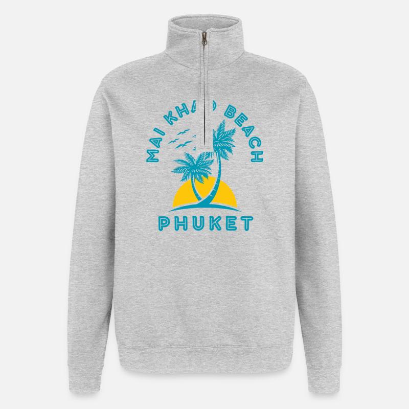 Phuket Mai Khao Beach Palm Sunset - Quarter-Zip Sweatshirt - heather grey