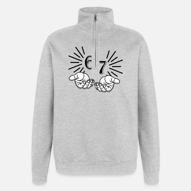 67 Meme Hands, Déclaration Virale Design - Sweat à zip 1/4 - gris chiné