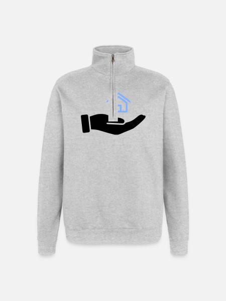 Husejendom med håndholdende - Sweatshirt med 1/4 lynlås - grå meleret