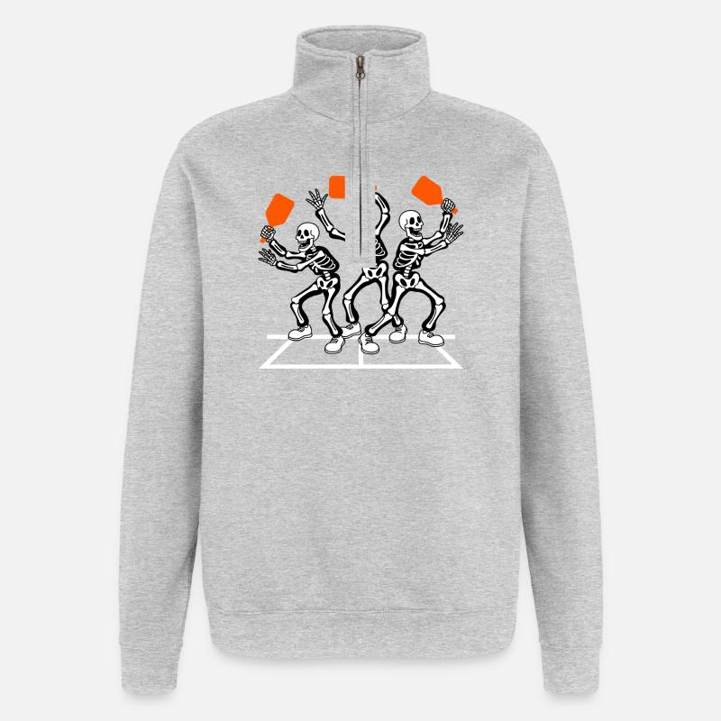 Graphique de Halloween Pickleball - Sweat à zip 1/4 - gris chiné