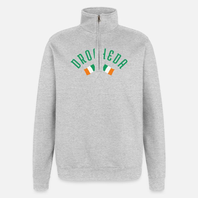 Drapeau irlandais croisé de Drogheda - Sweat à zip 1/4 - gris chiné