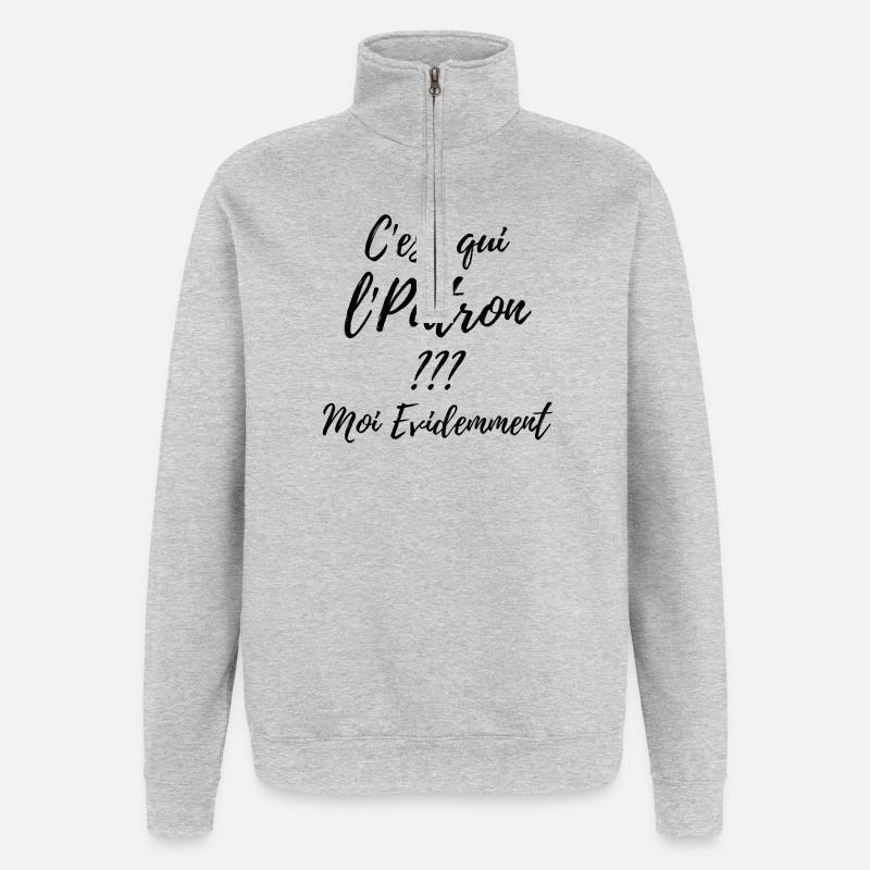 C’est qui le Patron Script - Sweat à zip 1/4 - gris chiné
