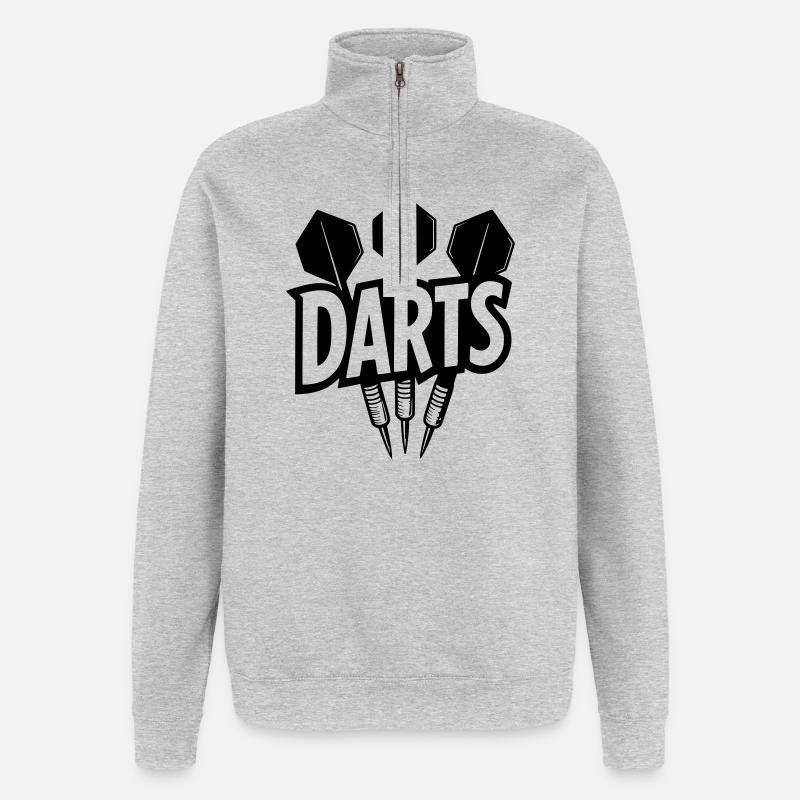 Lettrage à fléchettes avec des fléchettes - Sweat à zip 1/4 - gris chiné