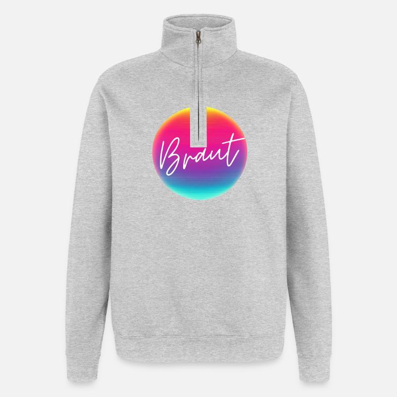 Team Bride! Cool Neon Circle Personalizable - Quarter-Zip Sweatshirt - heather grey