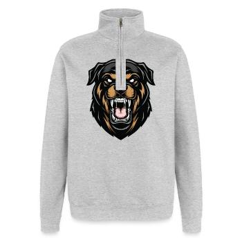 Rottweiler Alpha Guardian Dog Strength - Quarter-Zip Sweatshirt - heather grey - Front - AI Model Female 172 light (172cm) & AI Model Male 178 dark (178cm)