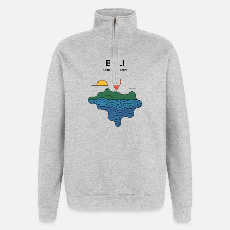 Bali Indonesia Coordinate - Quarter-Zip-Sweatshirt - Grau meliert