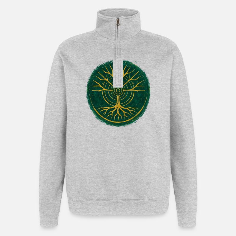 Arbre de Vie - Gaïa - Sweat à zip 1/4 - gris chiné