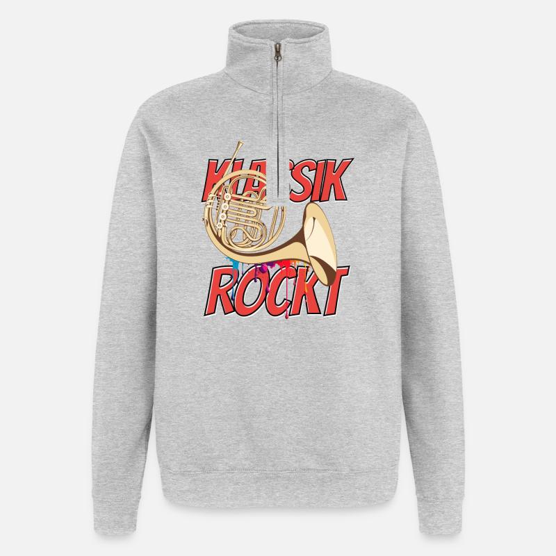 French Horn Classical Rocks Orchestra Horn Player - Quarter-Zip Sweatshirt - heather grey