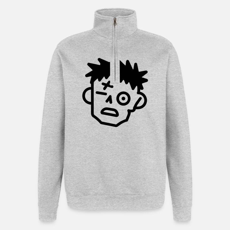 zombie - Sweat à zip 1/4 - gris chiné