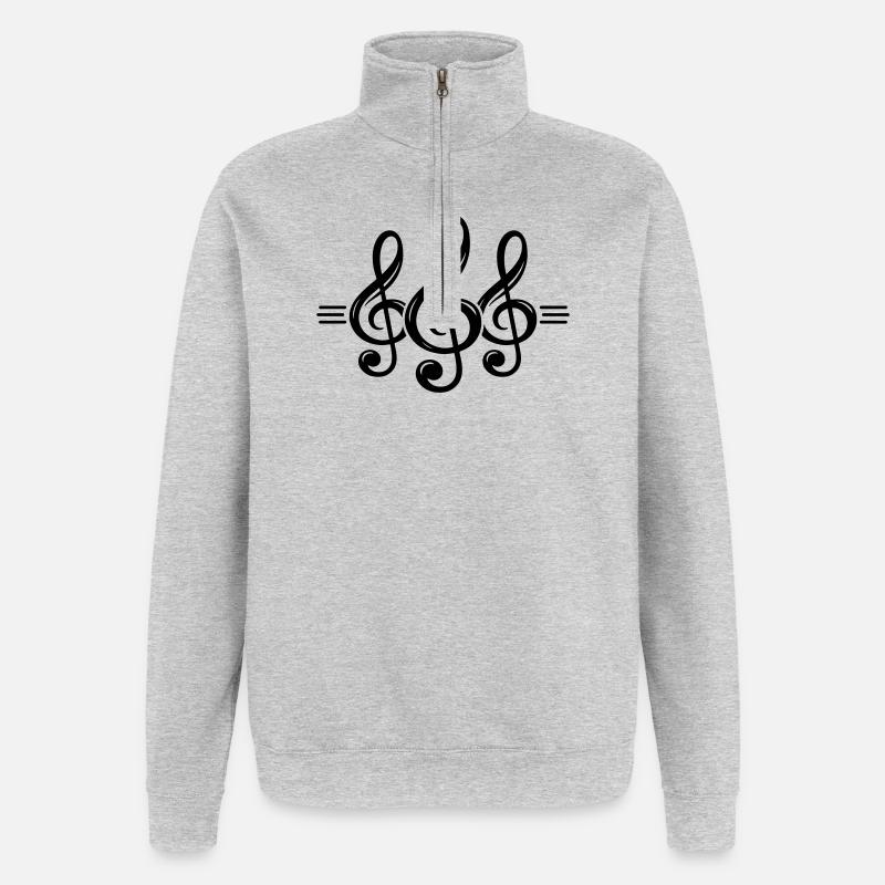 Symbole clé - Sweat à zip 1/4 - gris chiné