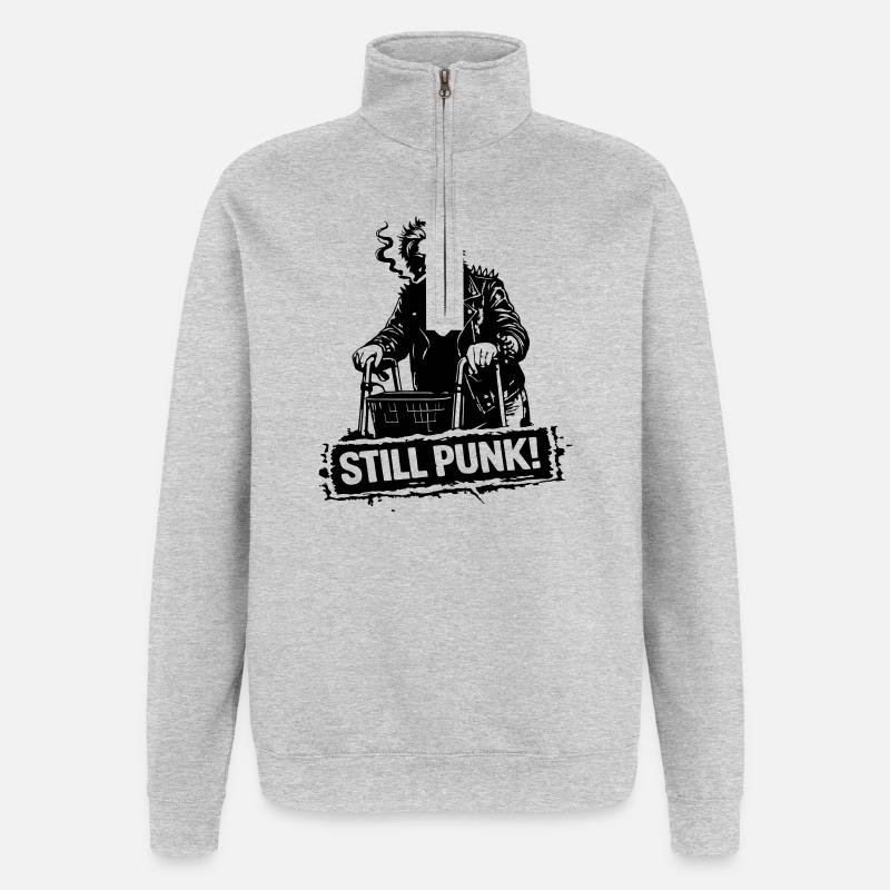 Stillpunk - Sweat à zip 1/4 - gris chiné