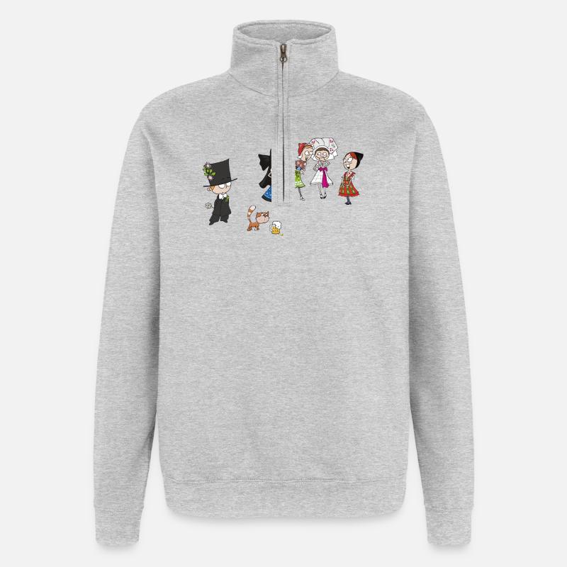 COMIC KVASS - Quarter-Zip Sweatshirt - heather grey