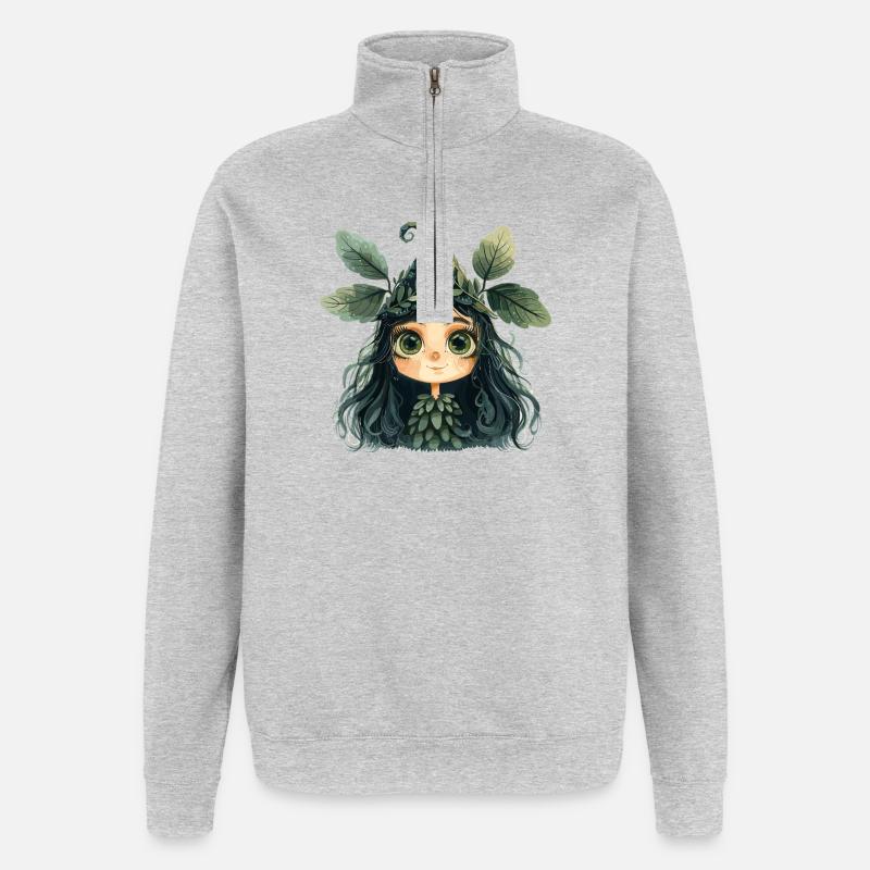 Blätterkönigin Waldwesen Waldfee - Quarter-Zip-Sweatshirt - Grau meliert